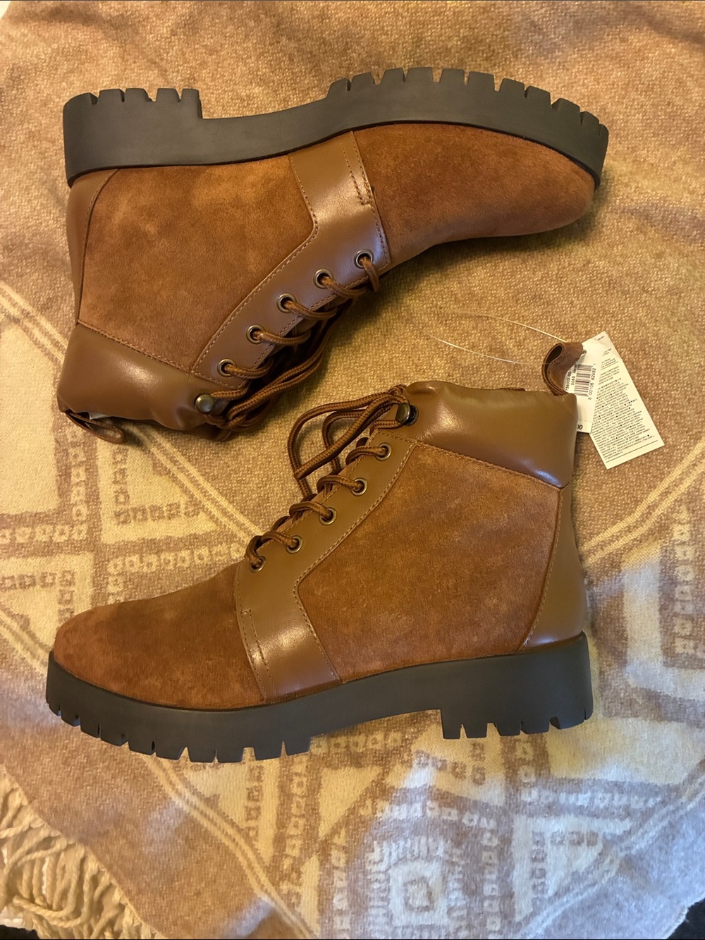 Women's Brown Lace-Up Combat Boots - Casual Ankle Boot